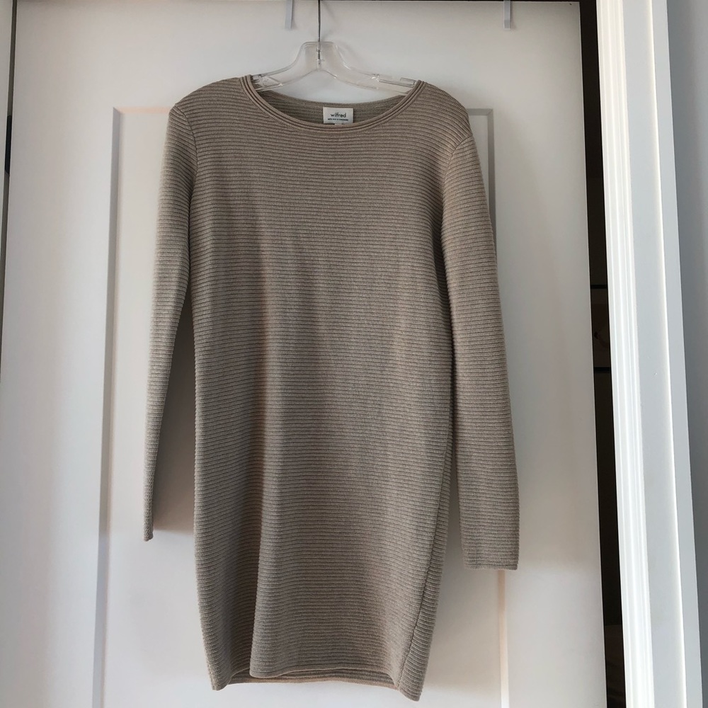 Aritzia Wilfred Taupe Sweater Dress XXS